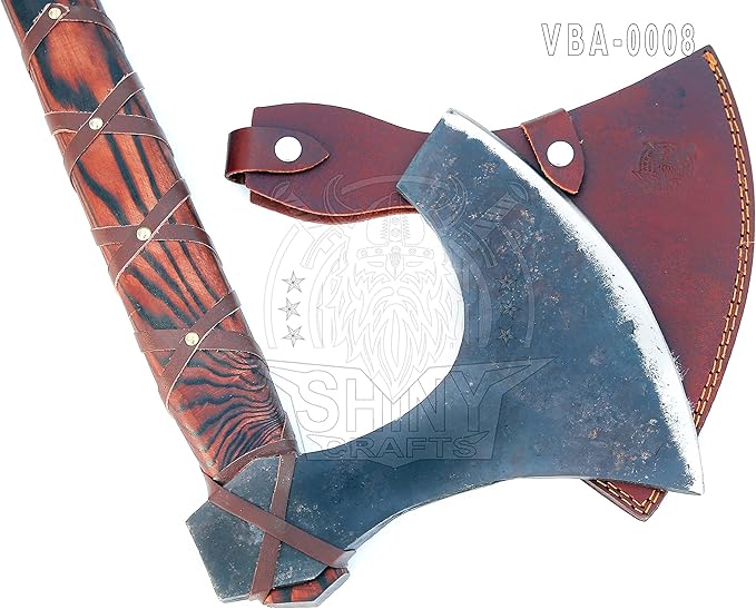 SHINY CRAFTS | 40" Handmade Double Head Norse Axe, Hand Forged Steel Dane Axe with Broad Blade