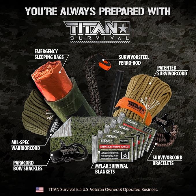 TITAN Survival - Mylar Survival Blankets 5 Pack - 90% Heat Retention & Waterproof Design