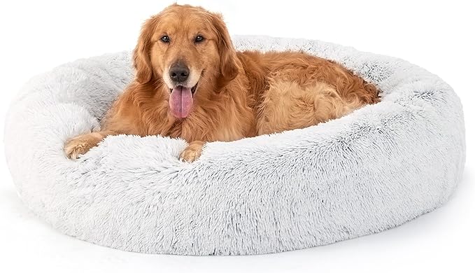 Bedsure Calming Dog Bed for Extra Large Dogs - Donut Washable Large Pet Bed, 45 inches Anti-Slip