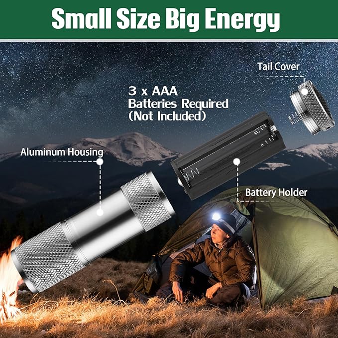 VIHOSE 20 Pcs Mini Flashlights Bulk, Bright Aluminum Handheld Flash Light with Lanyard Small LED