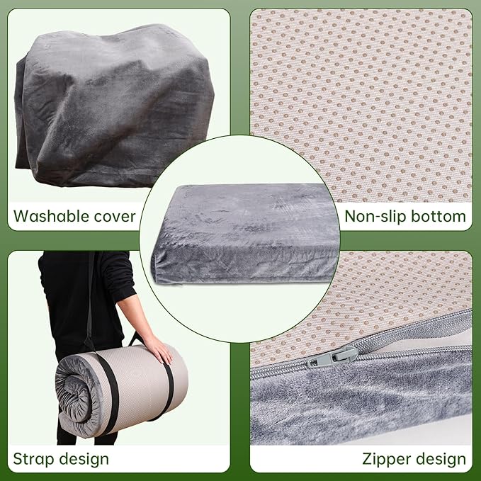 Memory Foam Camping Mattress pad,3 Inch Thick Floor Sleeping Mat Pad for Adults with Waterproof and