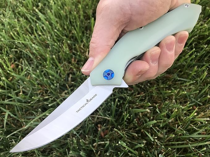 TACTICAL GEARZ Pocket Folding Knife for EDC, D2 Steel Blade, Solid G10 Handle, Includes Sheath