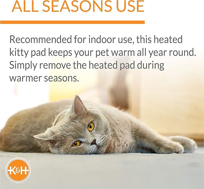 K&H Pet Products Thermo-Kitty Bed Deluxe Heated Cat Bed for Large Kitties - Indoor Heated Pet Bed