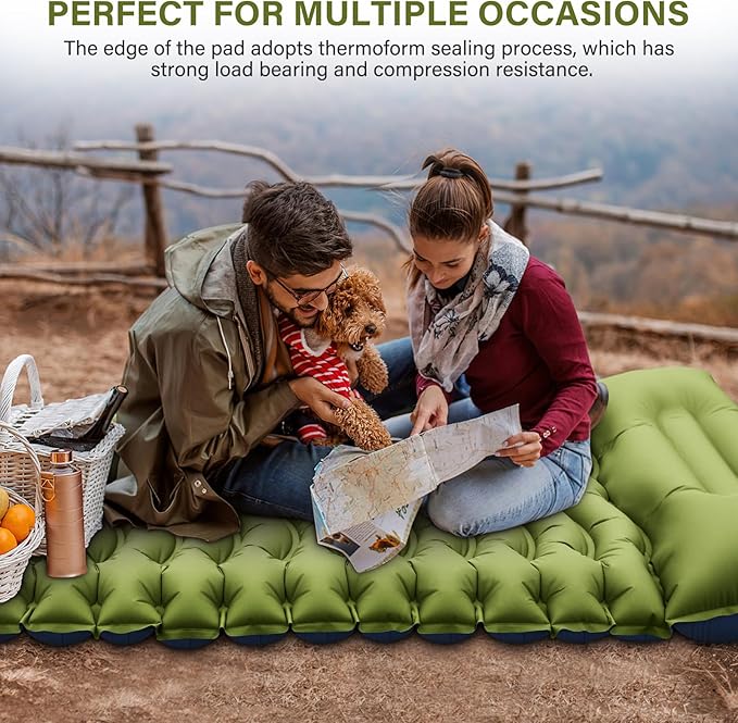 Camping Sleeping Pad, Ultralight Camping Mat with Pillow, Built-in Foot Pump Inflatable Sleeping