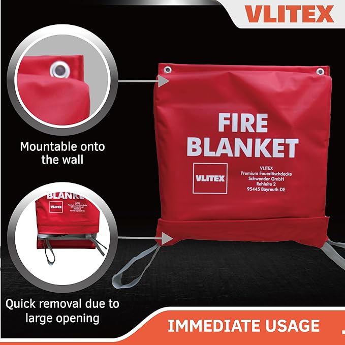 Extra Large Fire Blanket (118 x 157 in - XL) | Engineered in Germany | Lithium Battery & Emergency