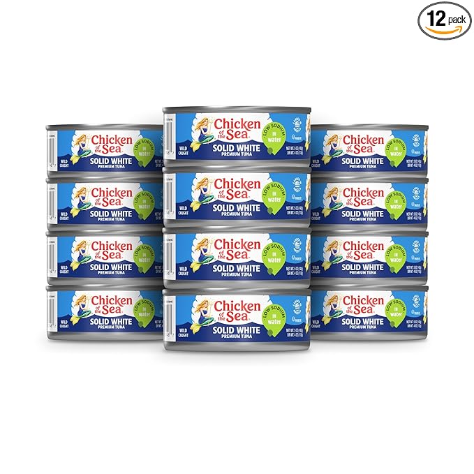 Chicken of the Sea Solid White Premium Albacore Tuna in Water, Low Sodium, Wild Caught Tuna, 5 oz.