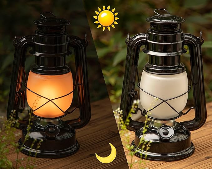 YAKii LED Vintage Flame Lantern Metal Outdoor Hanging Lantern with Dancing Flame Battery Operated