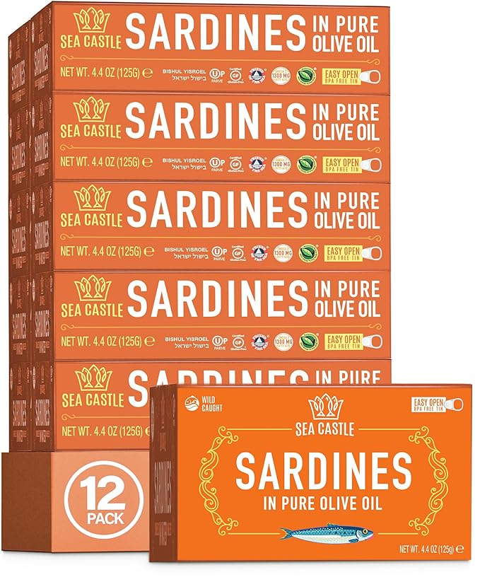 Sea Castle Sardines in Pure Olive Oil, 4.4oz (12 Pack)
