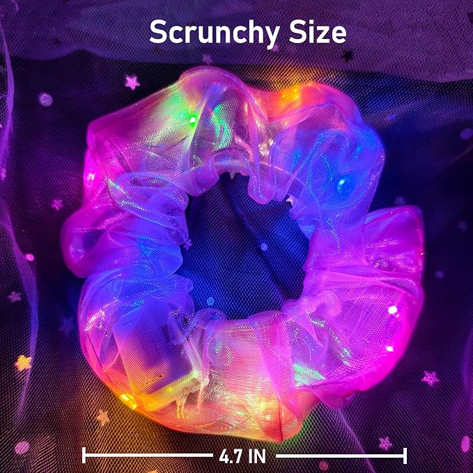 20 PCS Light up Scrunchies, 3 Glow Mode, LED Hair Accessories for Women, Glow in the Dark Party