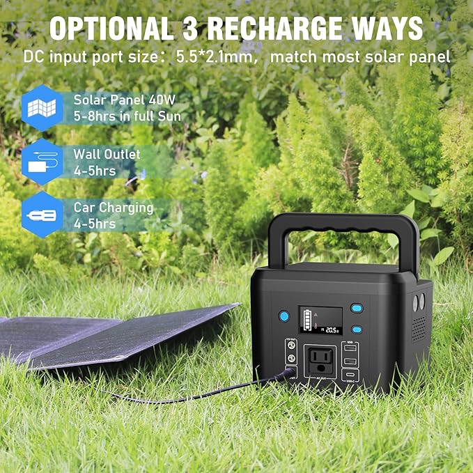 200W Portable Power Station, Powkey 120Wh/33,000mAh Power Bank with AC Outlet, 110V 6 Outputs Solar