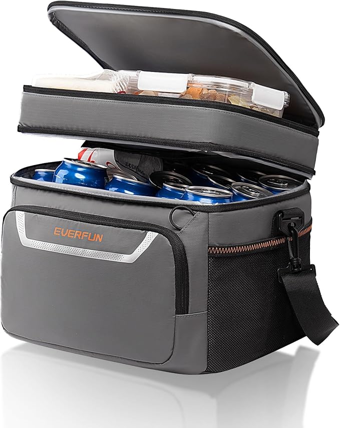EVERFUN Small Cooler Lunch Box Mini Leak-Proof Soft Double Deck 24 Can Personal Insulated