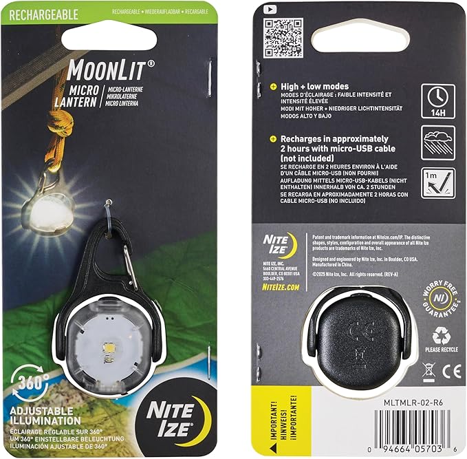 Nite Ize Moonlit Rechargeable Micro Lantern - Portable Mini Lantern for Camping Accessories &