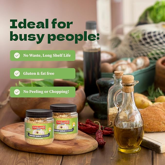 Garland Food Minced Garlic in Jar in Olive Oil 4.5 oz ??Made in the USA ??Minced Garlic in Olive