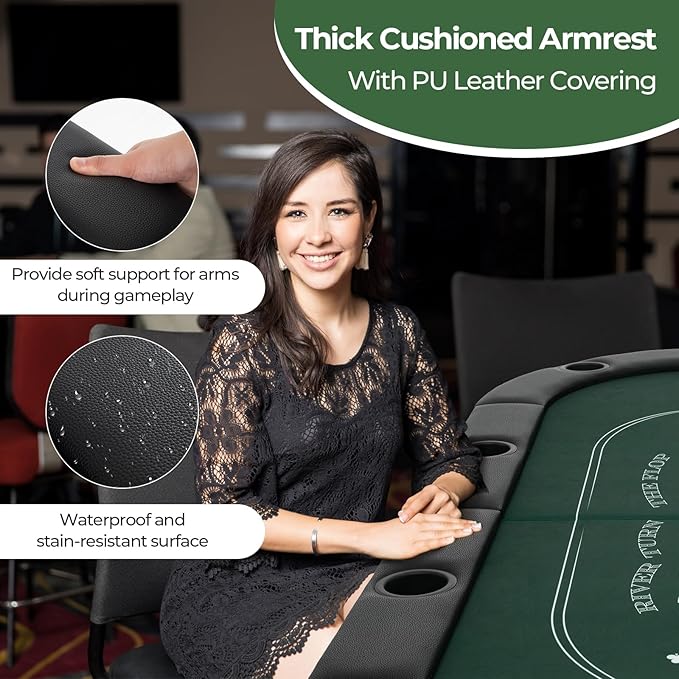 Goplus 72” Poker Table Foldable, 8 Players Card Board Game Table w/Deep Metal Cup Holders, Casino