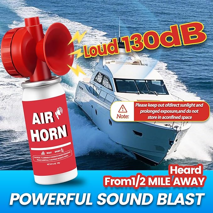 1.4oz Boat Air Horn, 130DB Heard Up to 0.5-Miles Away,Handheld Mini Marine Fog Horn Blow Horn Boat