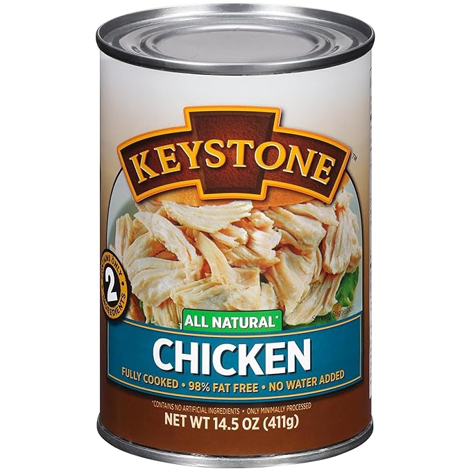 Keystone All Natural Canned Chicken 14.5 Oz Fully Cooked | No Water Added | Ready to Meat | Quick