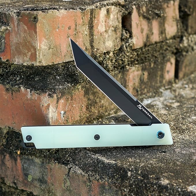 Flipper Pocket Folding Knife,DC53 Steel Blade and G10 Handle. With pocket clip and glass