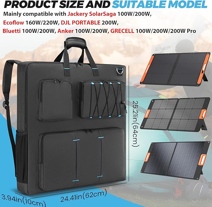 Solar Panel Storage Bag Compatible with Jackery SolarSaga 100W 200W/Anker 100W 200W/Ecoflow 160W