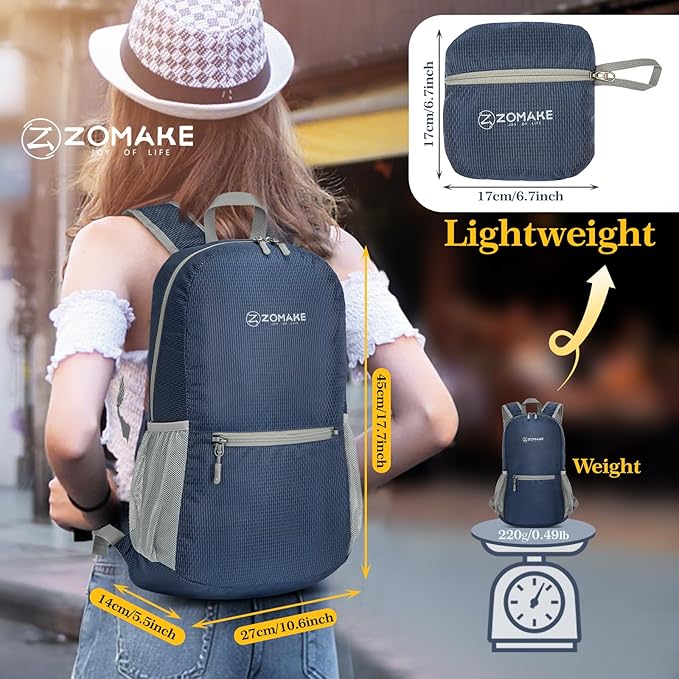 ZOMAKE Ultra Lightweight Hiking Backpack 20L - Packable Small Backpacks Water Resistant Daypack for