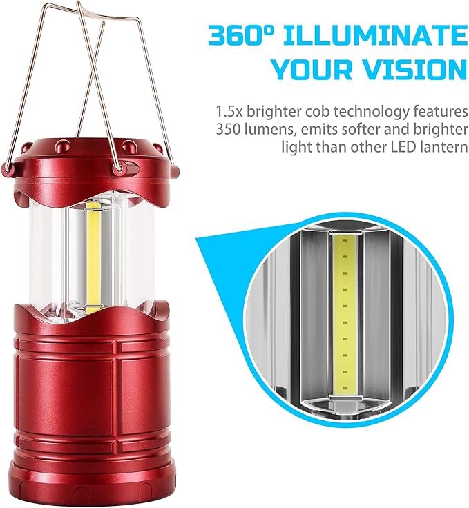 Lichamp LED Camping Lantern, 4 Pack Battery Powered Flashlight for Power Outages, Portable