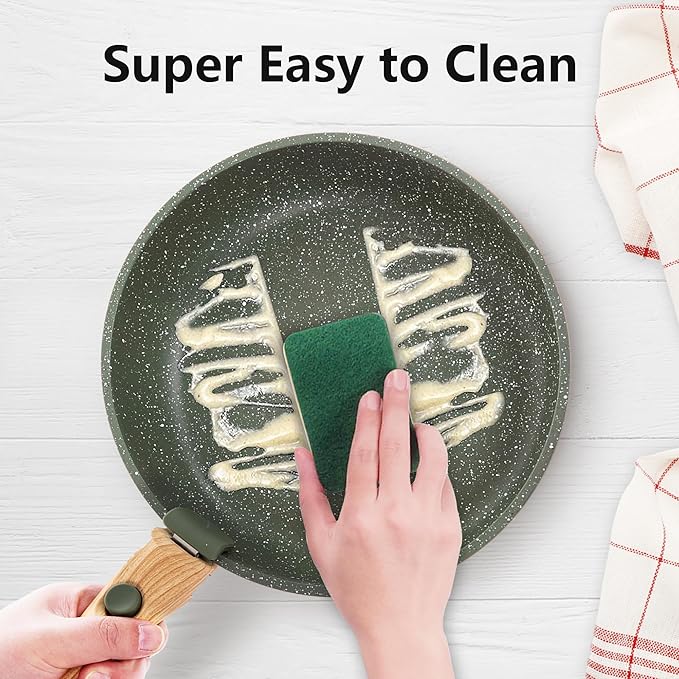 10 Pcs Pots and Pans Set Non Stick, Nonstick Kitchen Cookware Sets Detachable Handle, Induction