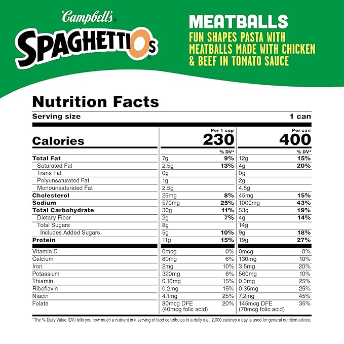 SpaghettiOs Super Mario Bros Canned Pasta with Meatballs, 15.6 oz Can