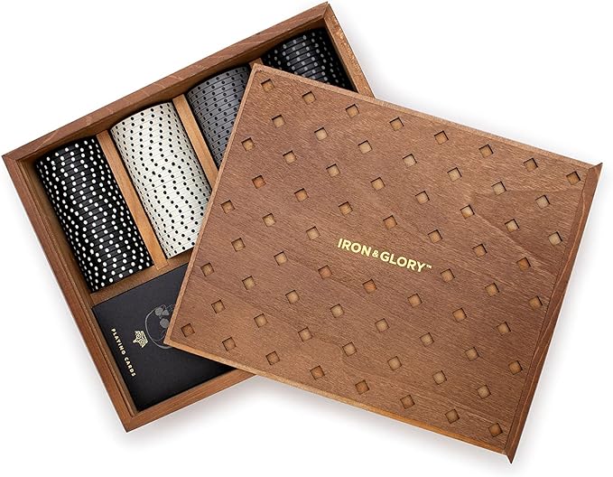 Iron & Glory Poker Set - Luxury Poker Set in Premium Wooden Box - Includes Playing Cards & 100