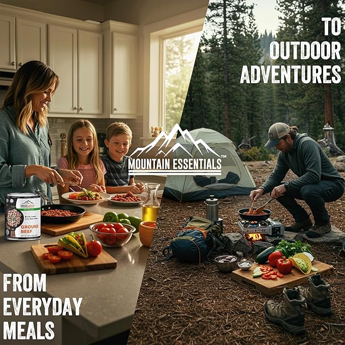 MOUNTAIN ESSENTIALS All Natural Canned Ground Beef 28 Oz – Fully Cooked, Ready to Eat Hamburger