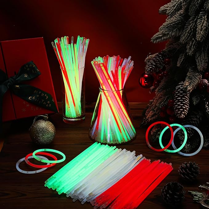 Hanaive 300 Pcs Glow Sticks Bulk 8 Inch Glow in The Dark Party Favors Neon Bracelets and Necklaces