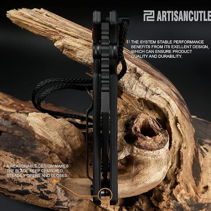 ARTISANCUTLERY Tactical Knife Proponent Normal Size(1820P) D2 Steel Black PVD Blade, Folding Pocket
