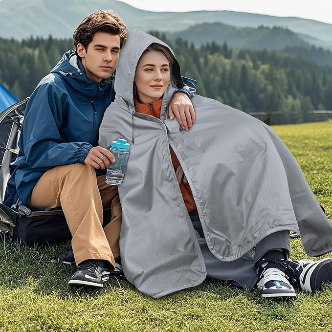Fleece Waterproof Outdoor Blanket - Windproof Stadium Blanket for Camping, Picnics, and Sports Stay