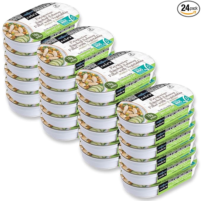 COLE’S - Patagonian Smoked Salmon Fillet with Vegetables| Ready to Eat Meal | 5.6 oz Canned &