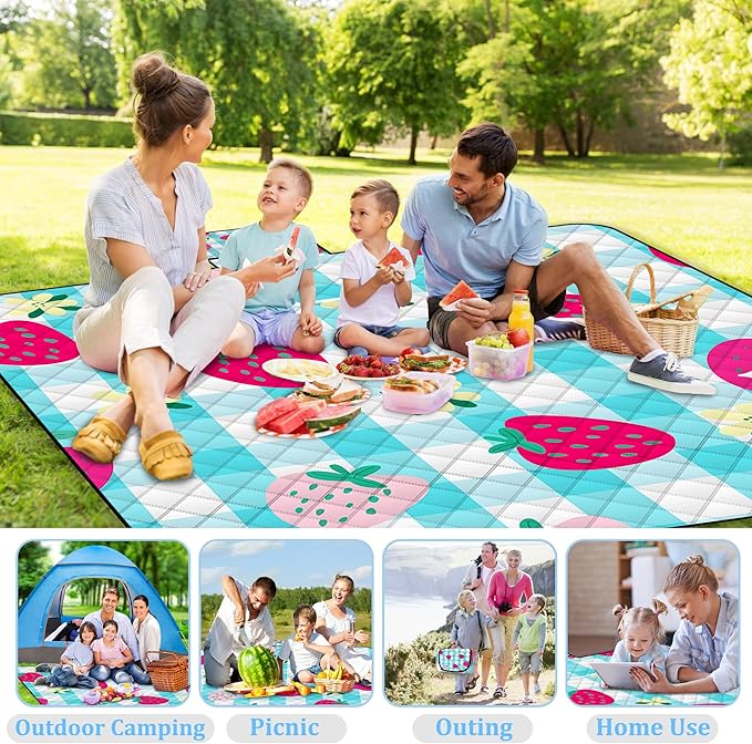 Extra Large Picnic Blanket Waterproof,80"x 80"Foldable Machine Washable Beach Blankets,Outdoor