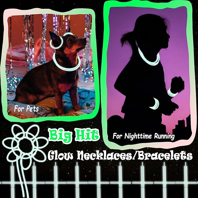 ILHSTY 100 pk Glow Sticks Bulk Party Favors and Decorations - 8" Glow in the Dark Party Supplies