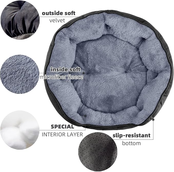 Asvin Medium Dog Bed for Medium Dogs, Large Cat Beds for Indoor Cats, Pet Bed for Puppy and Kitty