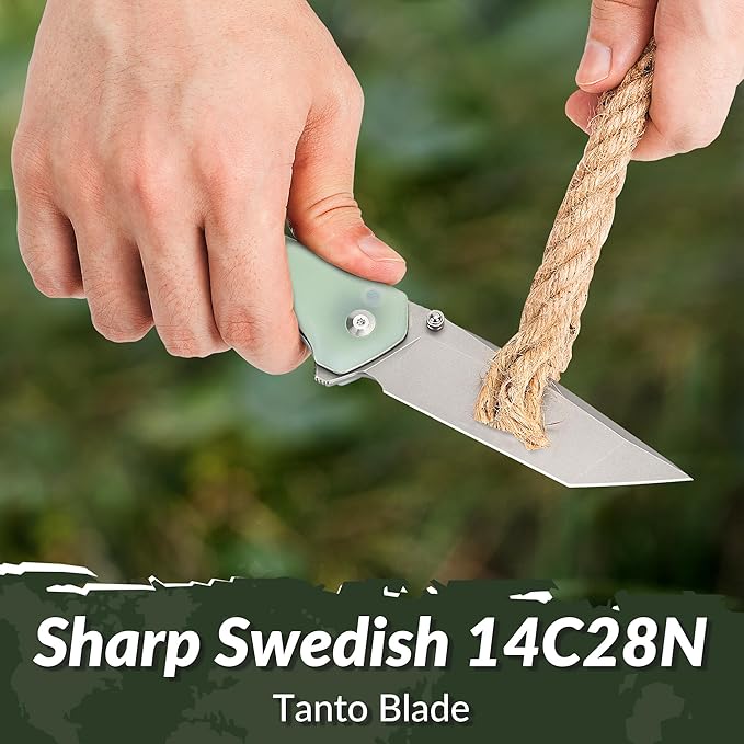 CIVIVI Brazen Folding Knife, Button Lock Pocket Knife with 3.46'' Swedish 14C28N Tanto Blade