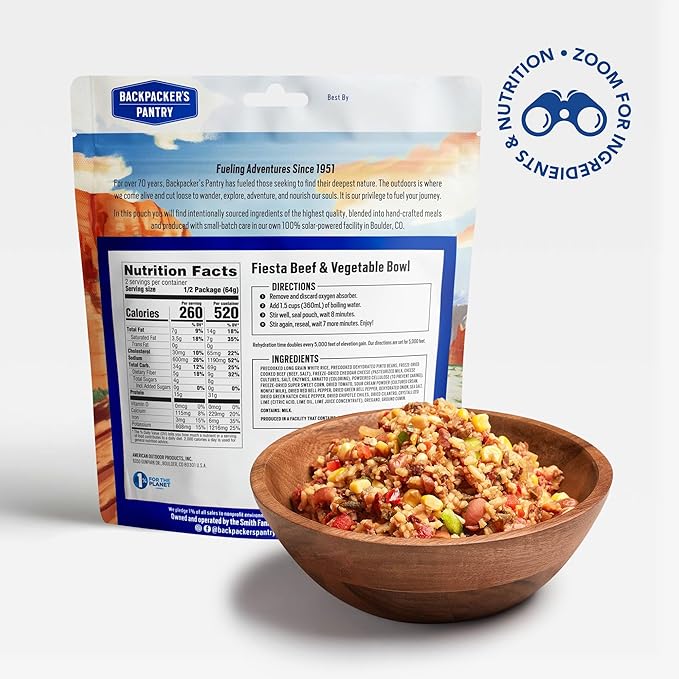 Backpacker's Pantry Fiesta Beef and Vegetable Bowl | Freeze Dried Backpacking & Camping Food, 1