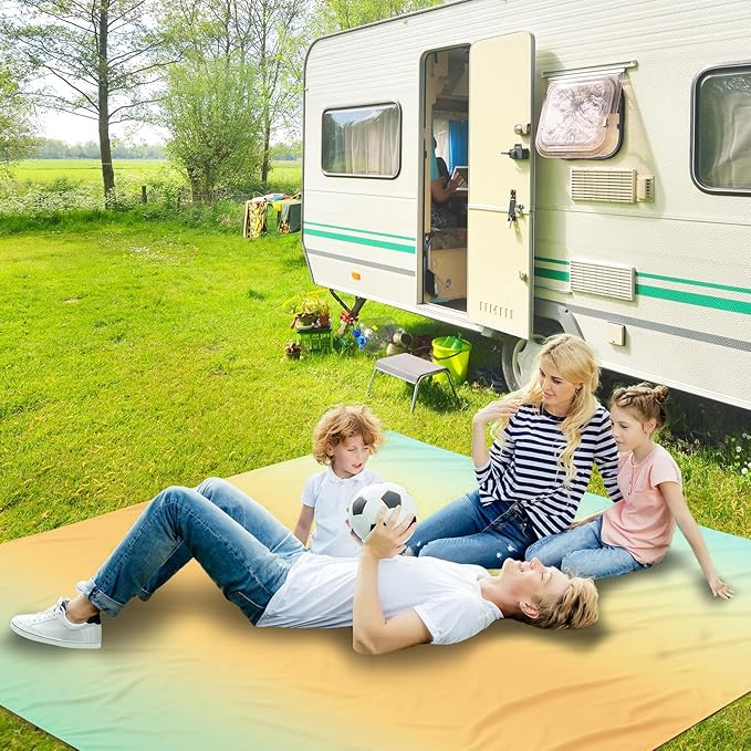 Beach Blanket Waterproof Sandproof Beach Mat 79" X 83"/10'x9'for 2-8 Adults Quick Drying Outdoor