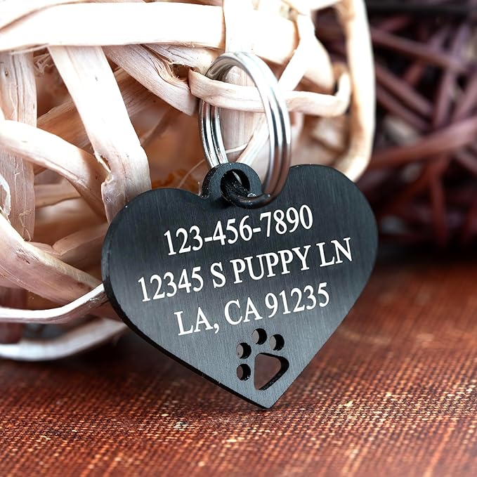 Ultra Joys Dog Tags Personalized for Pets - Hollow Paw Custom Pet ID Tag - Engraved Dog Tag for