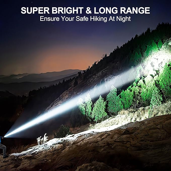 Flashlights High Lumens Rechargeable, Super Bright Long Range Small Powerful Flashlight, 6 Modes