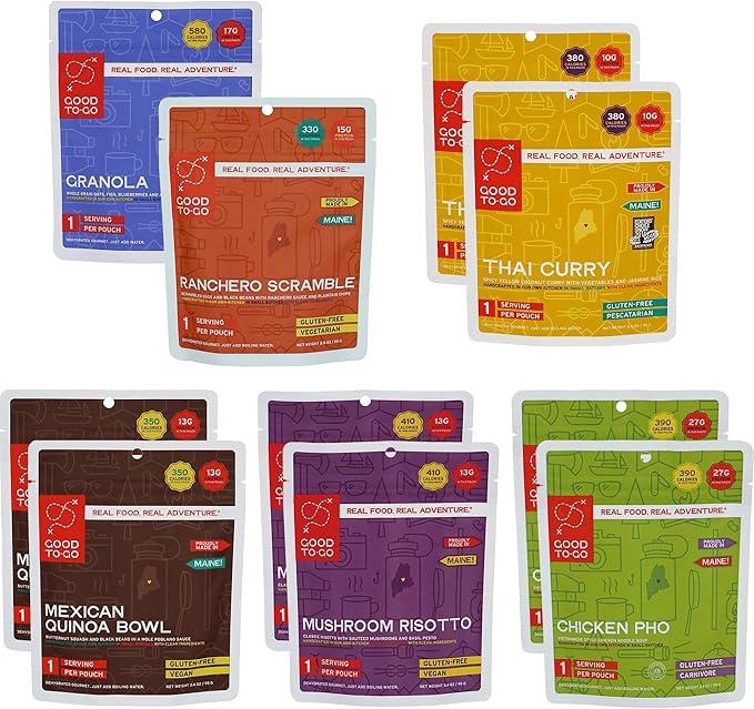 GOOD TO-GO Food Kit Assortments | Camping Food, Backpacking Food | Just Add Water Meals