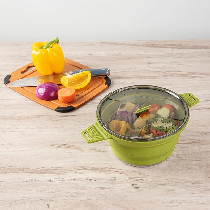 Restaurantware-Hi Tek 2.5 Liter Collapsible Camping Pot, 1 Portable Cook Pot - With Lid, Stainless