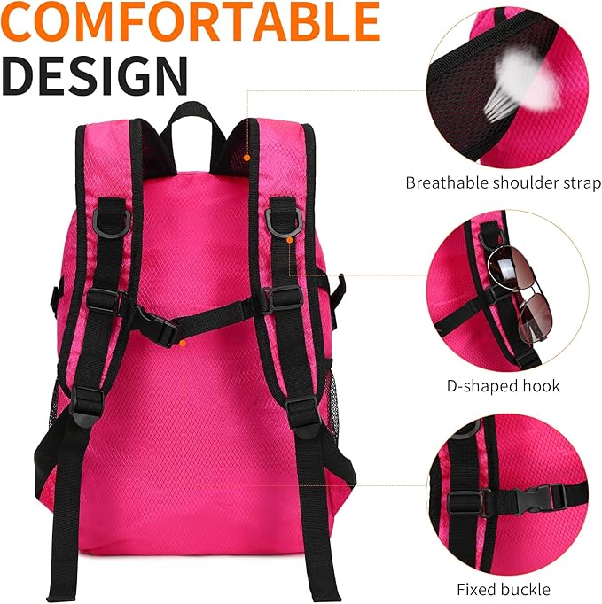 Small Hiking Daypack,15L Waterproof Hiking Backpack Packable Lightweight Travel Day Pack for Women