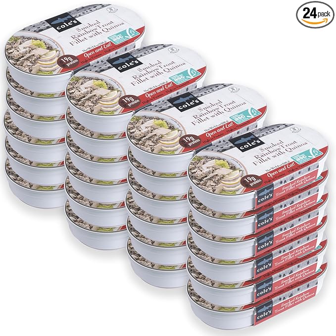 COLE?™S - Smoked Rainbow Trout Fillet with Quinoa | Open & Ready to Eat Meal | 5.6 oz Canned &