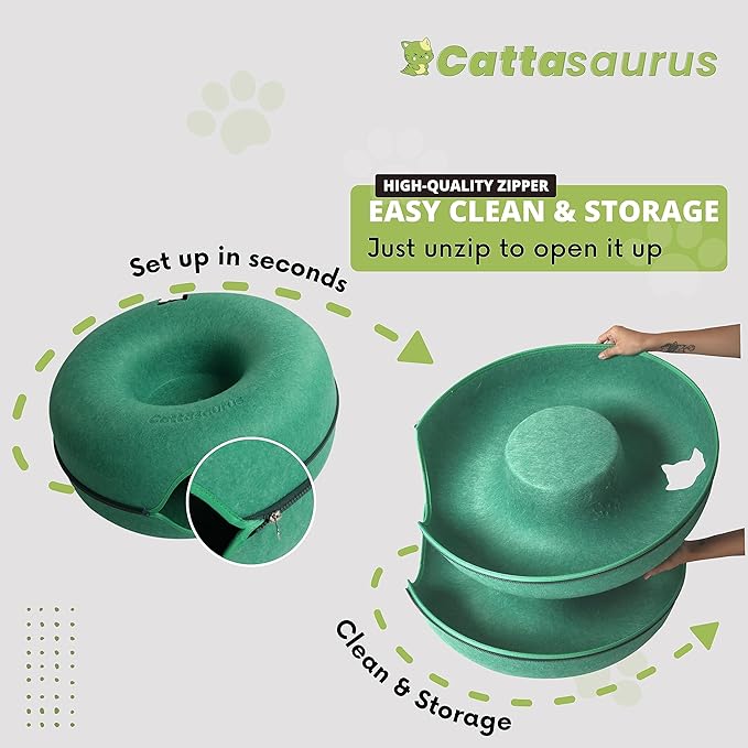 CATTASAURUS Peekaboo Cat Cave for Multiple & Large Cats Up to 30-45 Lbs, Scratch Detachable &
