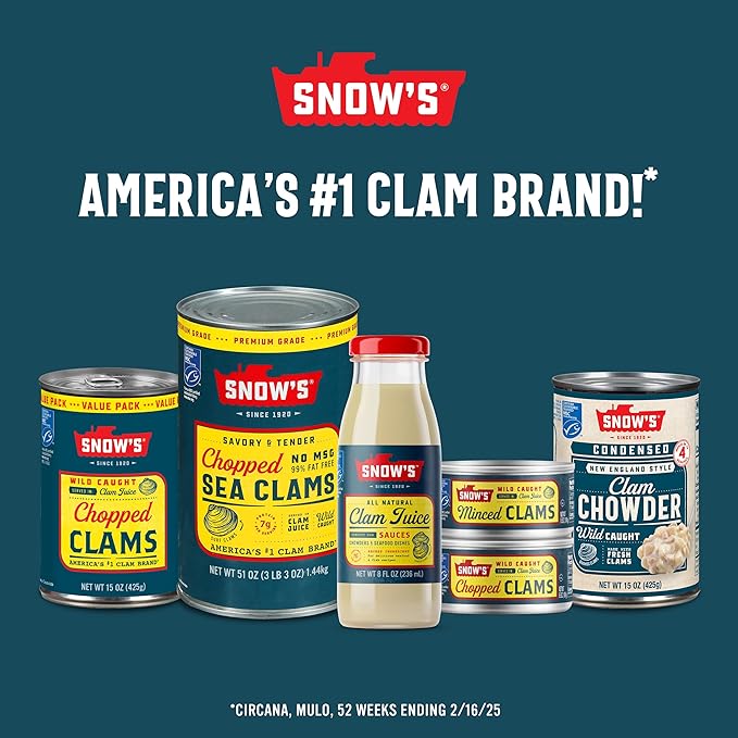 Snow's All Natural Clam Juice, 8 Fluid oz Bottle - Gluten Free, Keto Friendly - Great for Pasta &