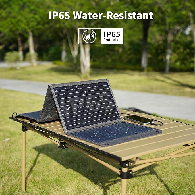 [Upgraded] MHPOWOS 40W Portable Solar Panel Charger with Triple Output (USB-C/USB-A/DC), 23%