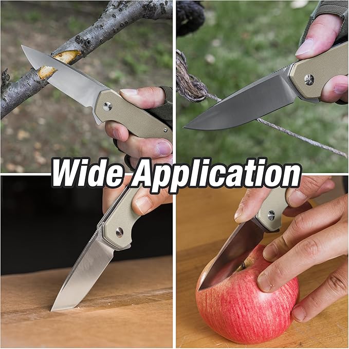 FLISSA Pocket Knife, Folding Tactical Knife with G10 Handle, D2 Blade, Liner Lock, Pocket Clip, EDC