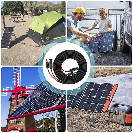 20FT 12AWG Solar Panel Extension Cable with Female and Male Connectors, Solar Cable for Solar