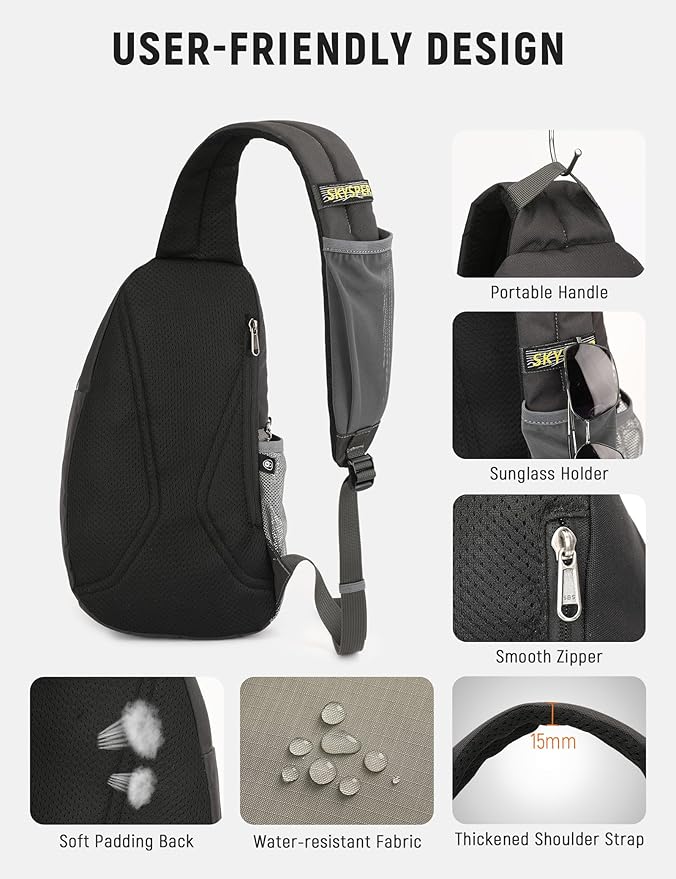 SKYSPER Sling Bag Anti-Theft RFID Crossbody Bag Travel Cross Body Backpack Shoulder Hiking Sling